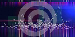 Abstract  background with wireframe grid on blue. Visual presentation of analysis research algorithms. Technology science concept