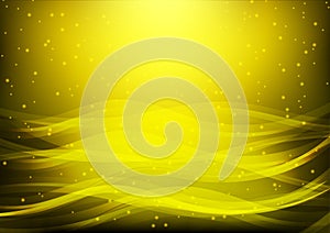 Abstract background with yellow waves and stars; Golden water wave; computer background; web background; presentation background