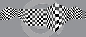 Abstract background with zigzag lines. Checkered optical art illusion