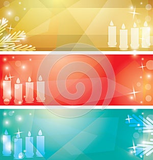 Abstract backgrounds with advent candles - vector colored banners