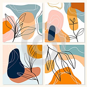 Abstract backgrounds/posters collection with four different artworks in pastel colors photo