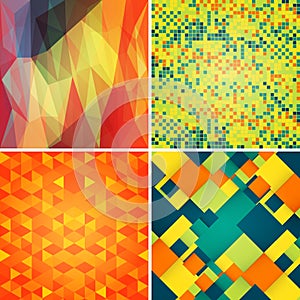 Abstract backgrounds set with different patterns. Vector