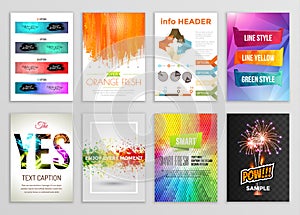 Abstract Backgrounds Set. Geometric Shapes and Frames for Presentation, Annual Reports, Flyers, Brochures, Leaflets