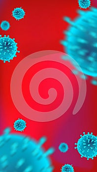 Abstract baground with illustrated model of coronavirus