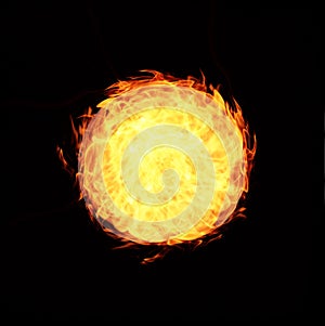 Abstract ball fire flames on black background