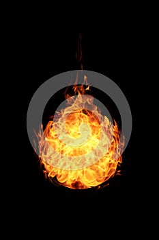 Abstract ball fire flames on black background