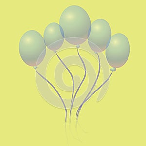 Abstract balloons on yellow background
