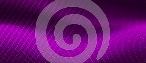 Vector Technological Diagonal Lines and Dots Mesh in Shining Purple Background Banner