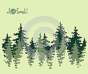 Abstract banner of coniferous forest.
