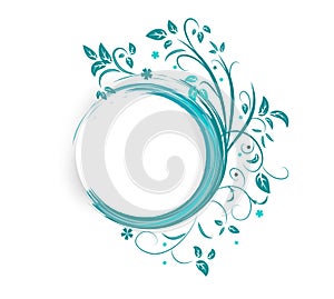 Abstract banner with curls of blue color