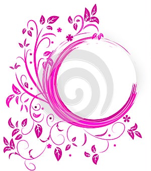 Abstract banner with curls of pink color