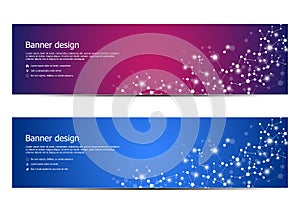 Abstract banner design, dna molecule structure background. Geometric graphics and connected lines with dots. Scientific