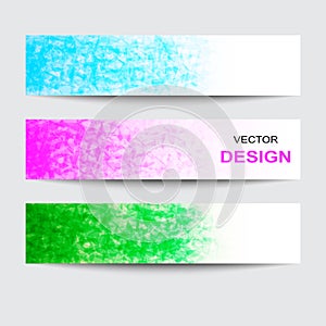 Abstract banner design. Geometric backgrounds. 3 color solutions.