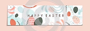 Abstract Banner with Happy Easter and Eggs