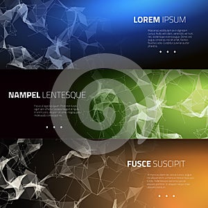Abstract banner set with dots and lines. Vector illustration.