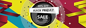 Abstract banner template of black friday sale promotion poster. Geomtric background black friday sale inscription design template.