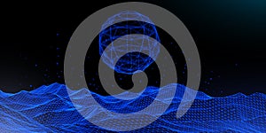 abstract banner with wireframe landscape