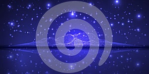 Abstract banner with a wireframe landscape design