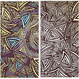Abstract banners set with abstract triangles and curl