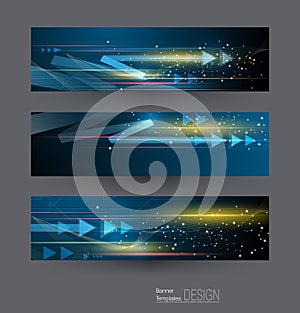 Abstract banners set with image of speed movement pattern