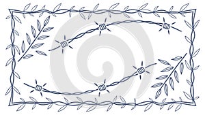 Abstract Barbed Wire Frame Vector Illustration, vector design Generative AI