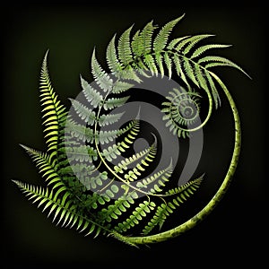 Abstract barnsley fern as a single curve. Generative AI