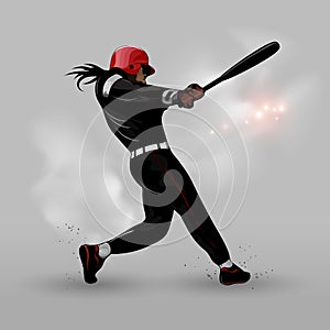 Abstract baseball hitting ball