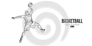 Abstract basketball player man in action isolated white background. Vector illustration