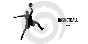 Abstract basketball player man in action isolated white background. Vector illustration