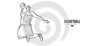 Abstract basketball player man in action isolated white background. Vector illustration