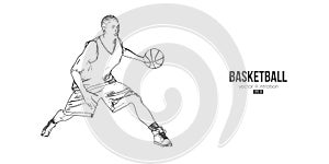 Abstract basketball player man in action  white background. Vector illustration