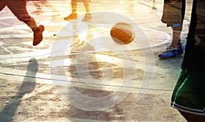 Abstract basketball players in the park, colorful and blur concept