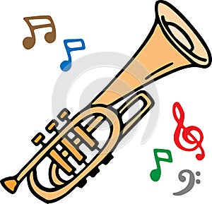 Abstract Bass Trombone clipart design on white