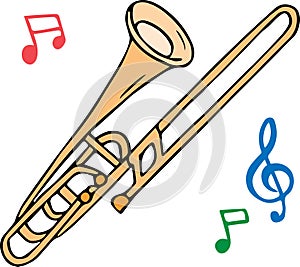 Abstract Bass Trombone clipart design on white