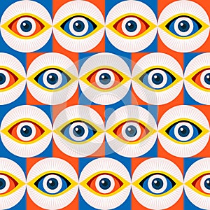 Abstract bauhaus eye pattern minimal 20s