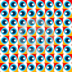 Abstract bauhaus eye pattern minimal 20s geometric style