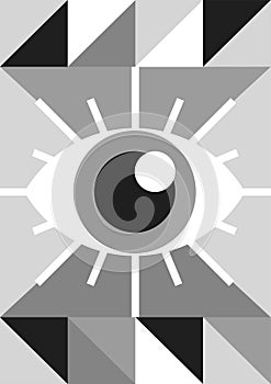 Abstract bauhaus eye poster black and white