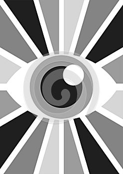 Abstract bauhaus eye poster black and white minimal