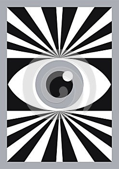 Abstract bauhaus eye poster black and white minimal