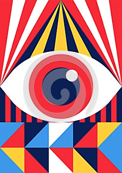 Abstract bauhaus eye poster minimal 20s geometric style