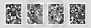 Abstract bauhaus poster set minimal 20s geometric style