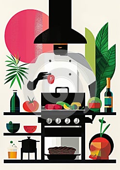 Abstract BBQ - Colourful Illustration