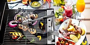 Abstract BBQ Food - Colourful Illustration