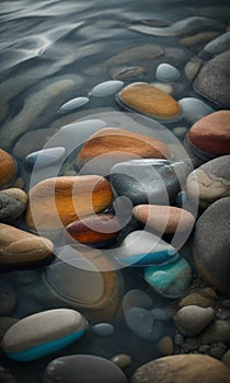 abstract beach colored stones on the beach, abstract beach stones background