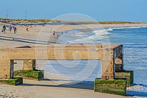 Abstract beach structure, on the Atlantic Ocean in the Delaware Seashore State Park, Rehoboth Beach, Delaware