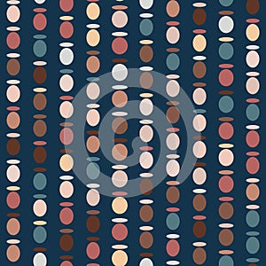 Abstract Bead Circle Texture. Vector Pattern Seamless Background. Vertical Broken Oval Polka Dot Stripes . For Trendy Masculine