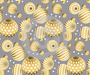 Abstract beads seamless pattern in gold xmas color. Concept