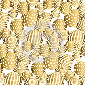 Abstract beads seamless pattern in gold xmas color