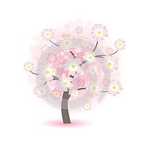 Abstract beautiful blossom tree with pink flowers