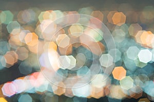 Abstract, Beautiful Bokeh landscape of city at night, Bokeh light and blur